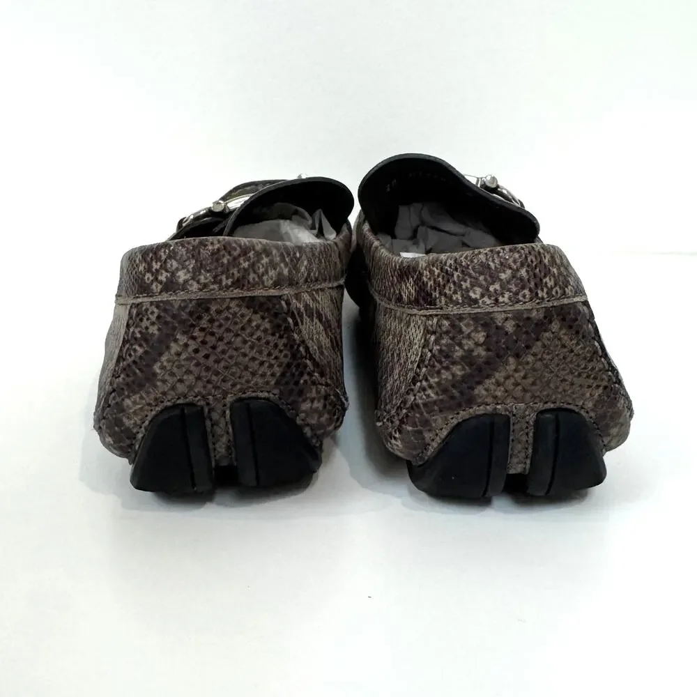 Salvatore Ferragamo Parigi Karung Snakeskin Leather Grey Driving Loafer 11 Shoes
